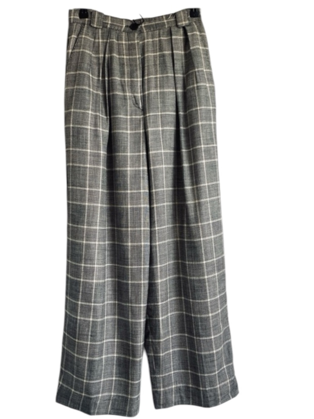 VTG Evan Picone Plaid Trousers Black White Wide Leg Pants Sz 6 Old Money Classic